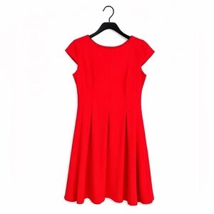 CB Women’s Red Cap Sleeve Fit & Flare Dress – Size 14 Petite | Classic Elegance